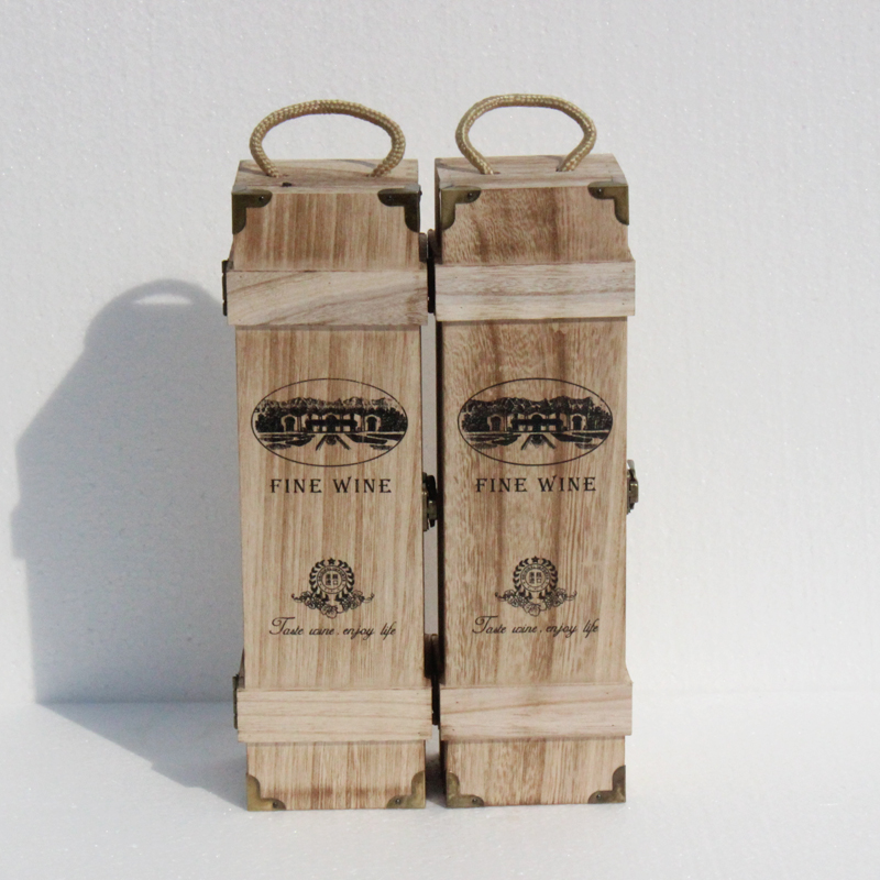 紅酒禮盒木頭盒子單支鐵包角復古